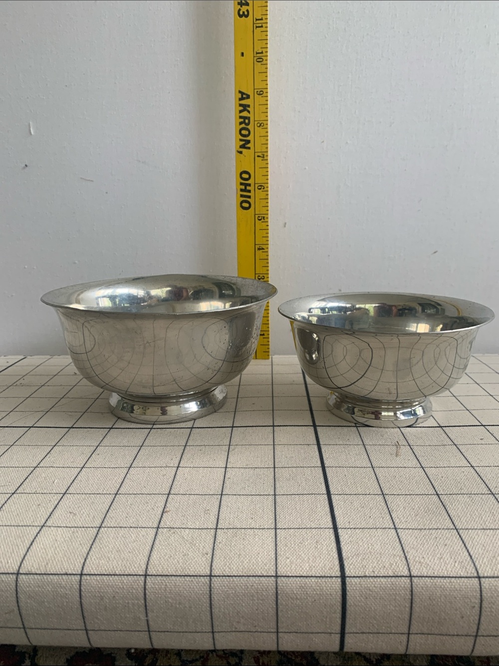 Pair of English Pewter Nesting Footed Bowls